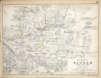 Map of the Battle of Wagram, published by William Blackwood and Sons, Edinburgh and London, 1848
